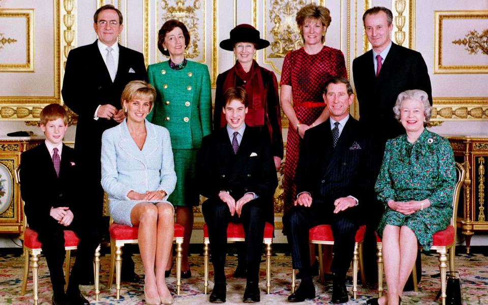 The Royal family in 1997 on the day of Prince William's confirmation