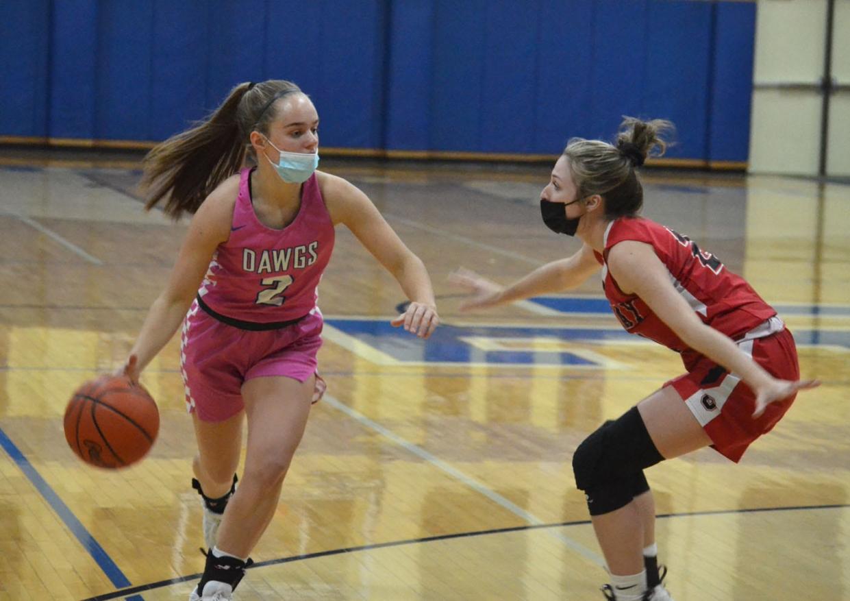 Inland Lakes guard Alyssa Byrne, left, is a senior and one of the key returning players for the Lady Bulldogs this basketball season.