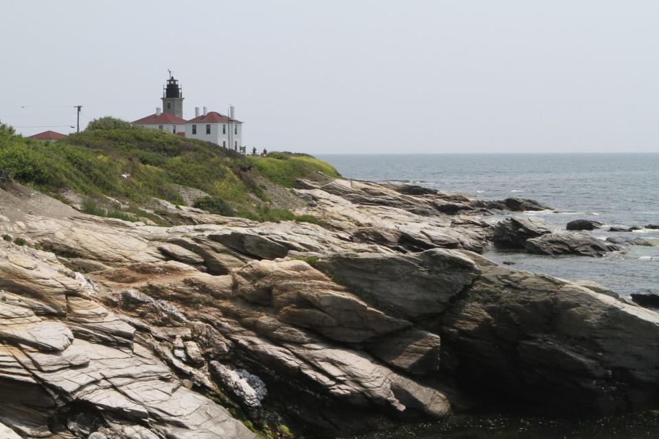 The cliffs surround the Beavertail Light House in Jamestown.