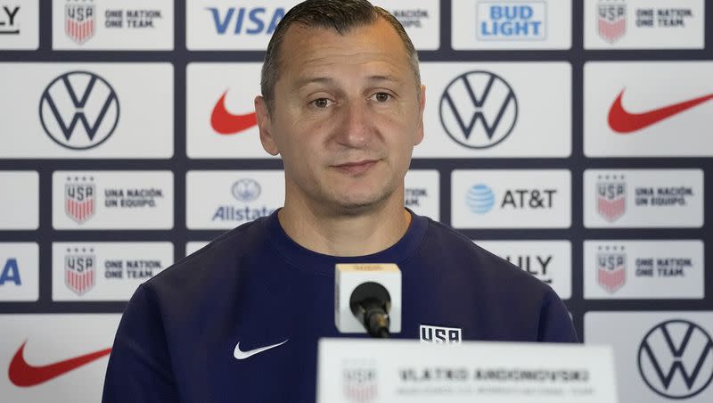 U.S. coach Vlatko Andonovski speaks to reporters during the 2023 Women’s World Cup media day for the United States Women’s National Team in Carson, Tuesday, June 27, 2023. 