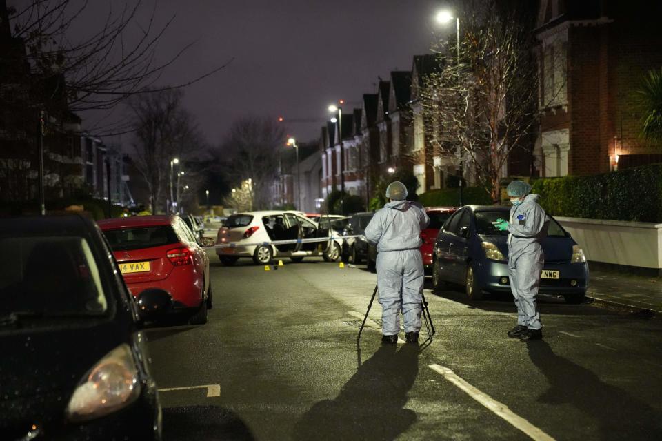 Police investigate the scene of an incident near Clapham Common, south London (James Weech/PA) (PA Wire)