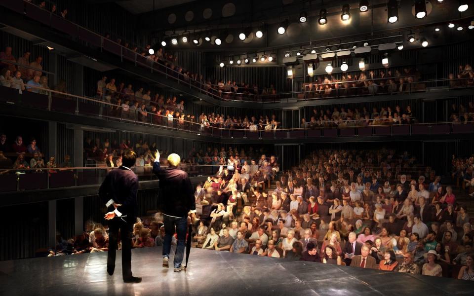 The Bridge theatre, which is opening next to the One Tower Bridge development by Berkeley Homes