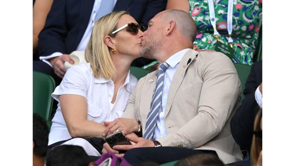 Mike and Zara kiss at Wimbledon 2022