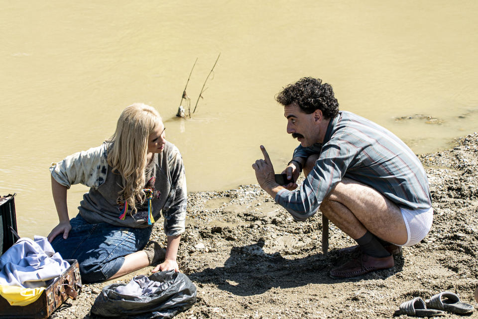 Maria Bakalova and Baron Cohen in "Borat Subsequent Moviefilm." (Photo: Amazon Studios)