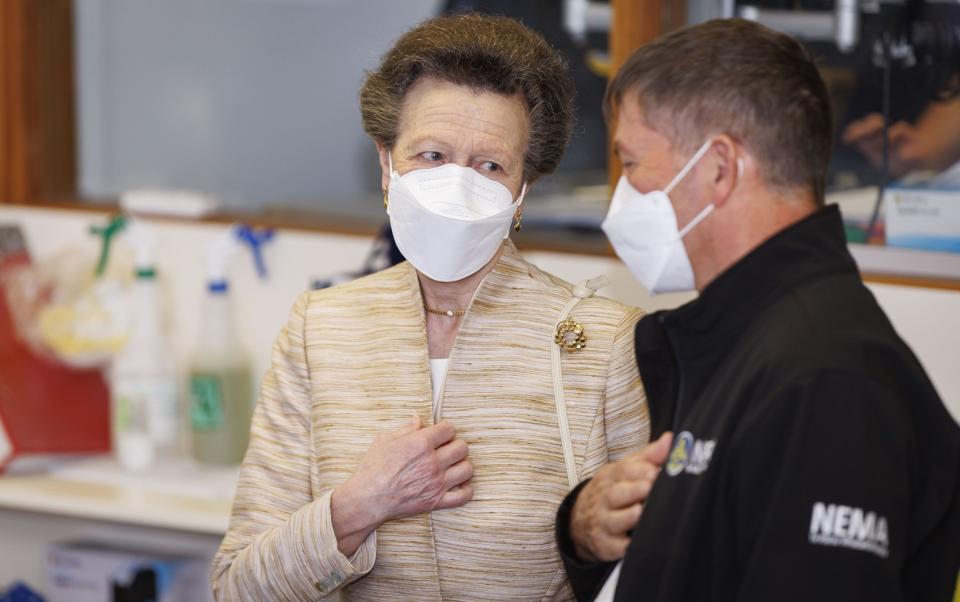 Princess Royal talks to a worker at the National Crisis Management Centre in Wellington after Cyclone Gabrielle caused chaos around the country - Robert Kitchin - Pool/Getty Images