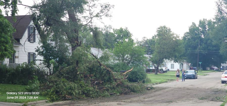 A storm caused extensive damage in Junction City on June 28, 2024. (Courtesy Jeffrey S Wenger DK101 Storm Spotter)