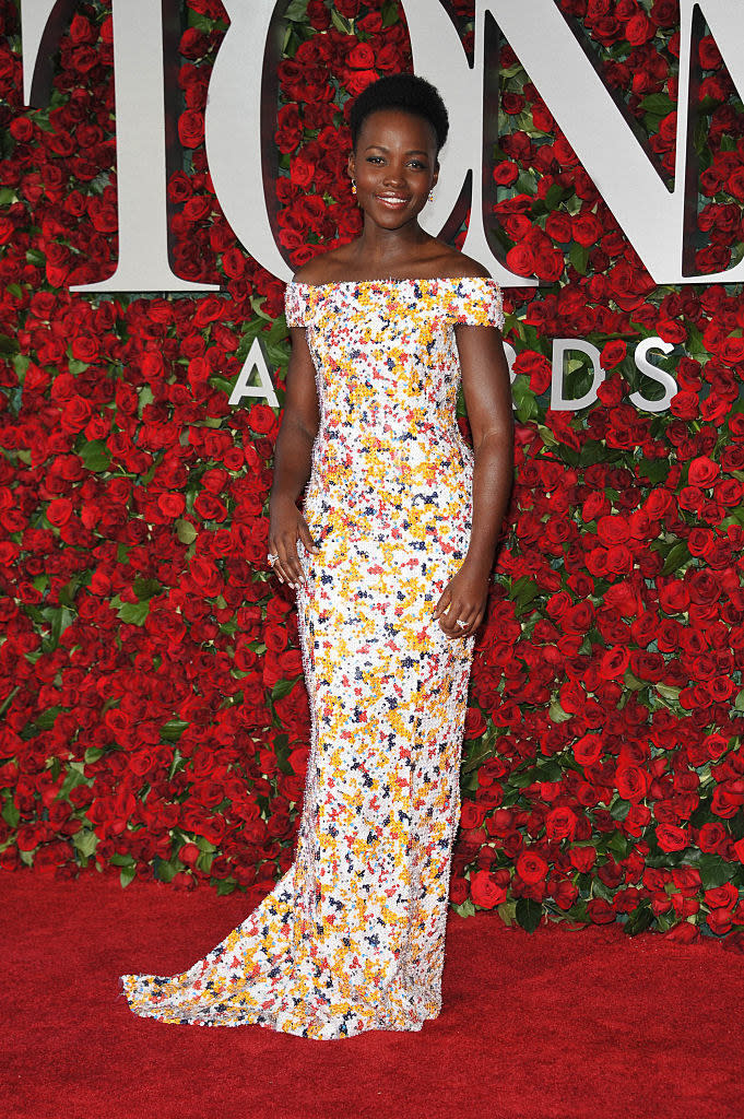 Yup, this gown is actually made up of sequins — giving it a floral-print illusion look. God, Lupita knows how to do a red carpet.