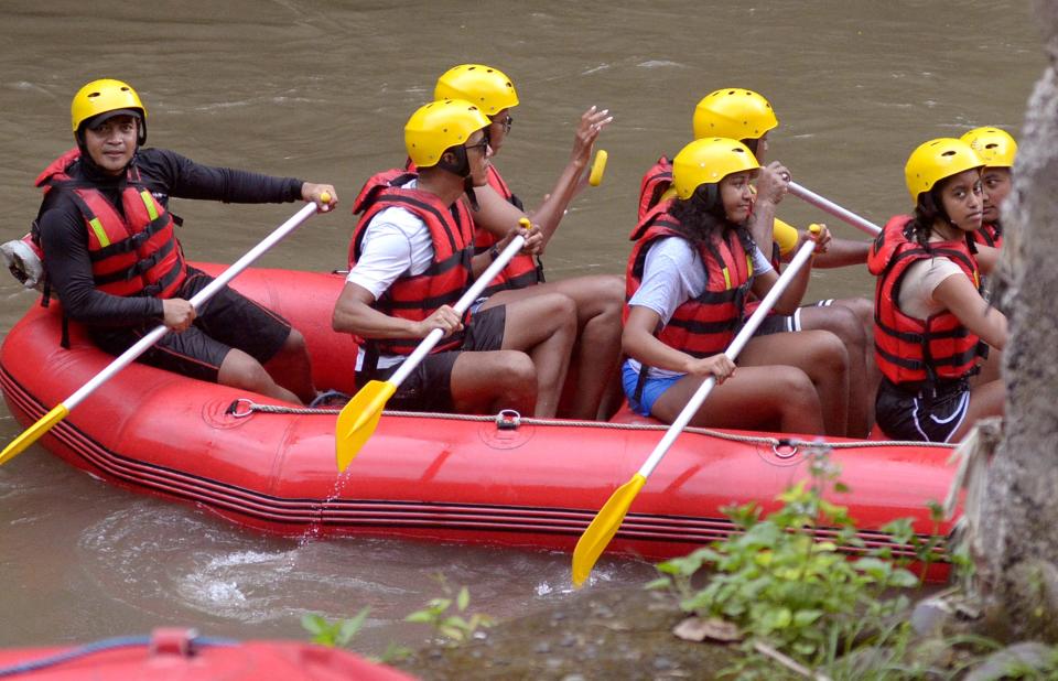 The Obamas white water rafting in Indonesia, summer 2017