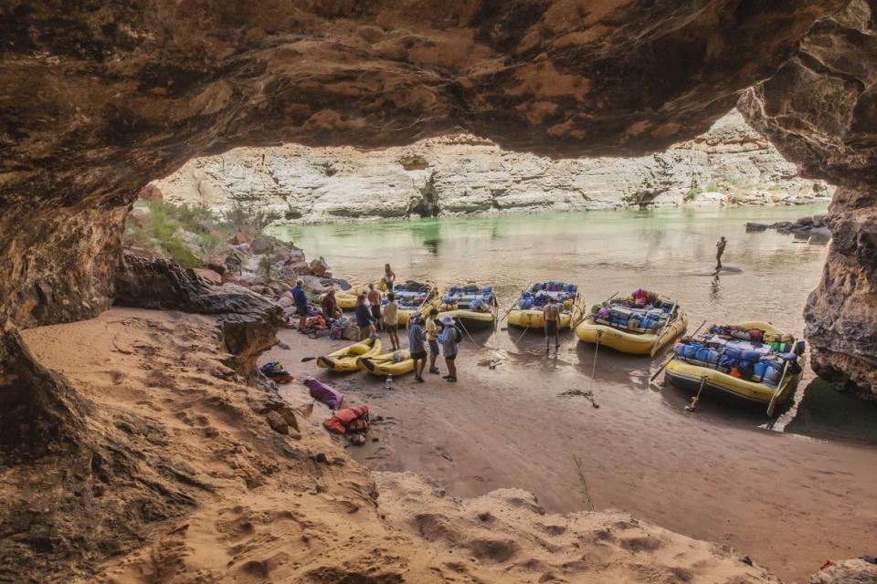 <div class="inline-image__caption"><p>Rafters at Red Wall Cavern on the Colorado River in Grand Canyon National Park. </p></div> <div class="inline-image__credit">Merrill Images/Getty</div>