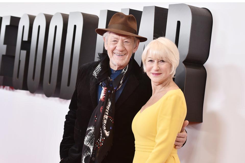 Sir Ian McKellen and Dame Helen Mirren pose at the premiere of <i>The Good Liar</i> on Wednesday in N.Y.C. 