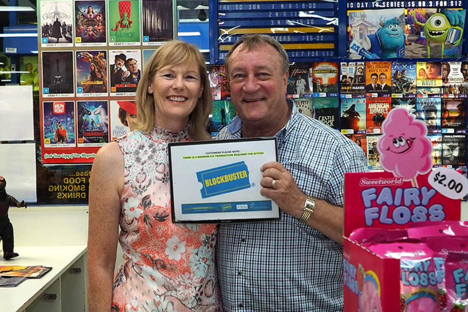 The last Blockbuster store in Australia, located in Perth, is closing its doors and owners Lyn and John Borszeky said ‘now is the time’. Photo: AAP