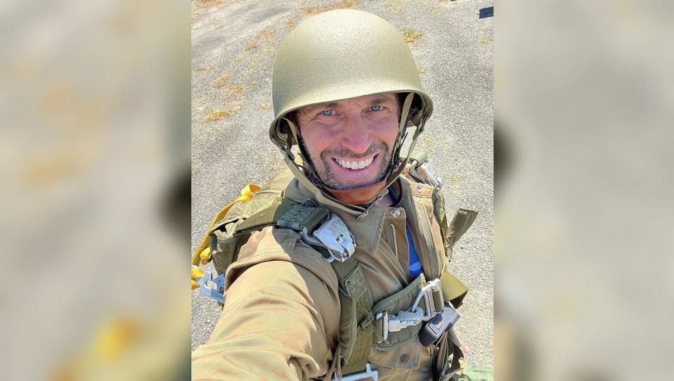 PHOTO: Rep. Jason Crow, who is also a U.S. military veteran, shares a selfie showing preparation for a commemorative parachute jump to mark the 80th anniversary of D-Day in Normandy, France, June 7, 2024. (Jason Crow/X via Reuters)