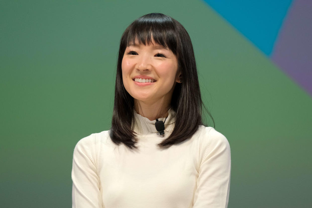 CANNES, FRANCE - JUNE 17: Founder of KonMari Media, Inc. Marie Kondo speaks on stage during the BlueCurrent session at the Cannes Lions 2019 : Day One on June 17, 2019 in Cannes, France. (Photo by Richard Bord/Getty Images for Cannes Lions)