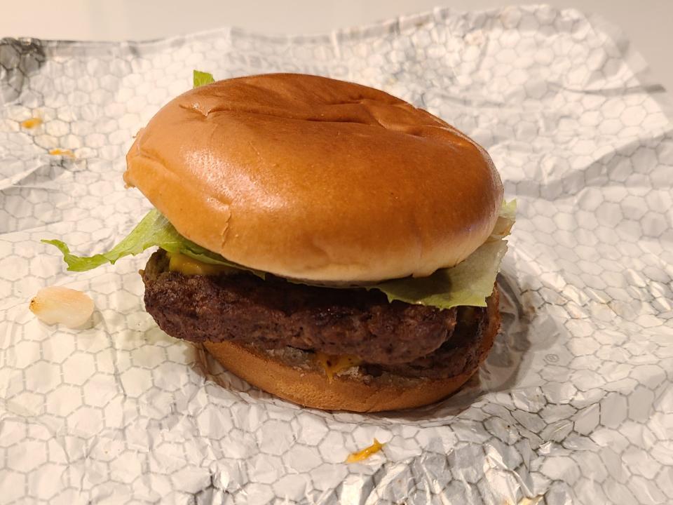 wendys big bacon classic double on white wrapper