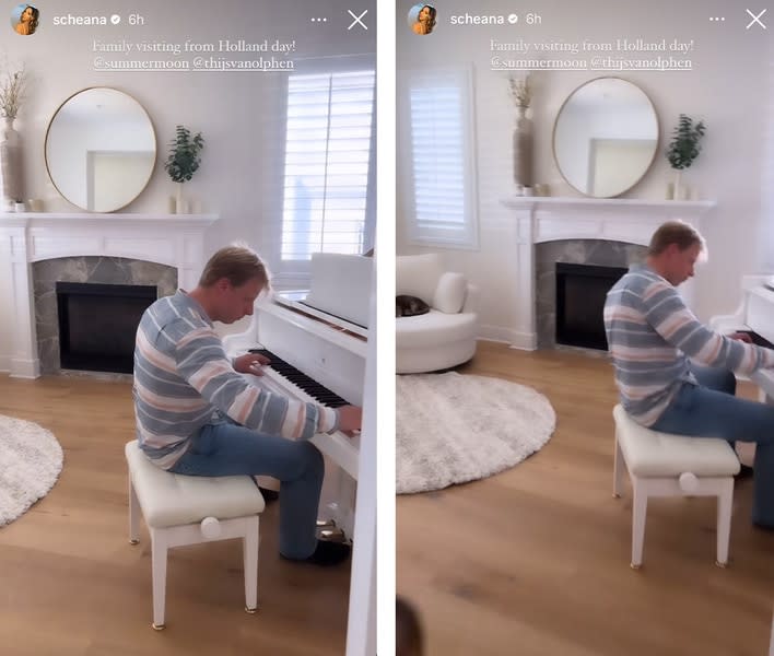 Scheana Shay posts a man playing piano in her bright living room on her Instagram story.