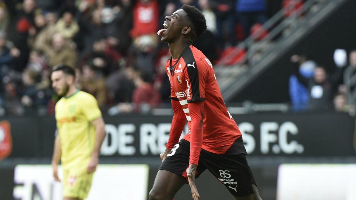 Ousmane Dembélé, actual jugador del Barcelona, durante un partido con el Stade Rennais, su antiguo equipo, en el Roazhon Park (Foto: Getty)