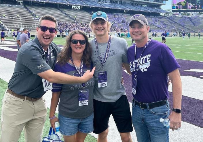 Canton-Galva’s Jett Vincent, second from right, took in last Saturday’s K-State football game in Manhattan.