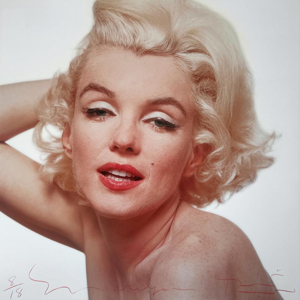 This photo of Marilyn Monroe taken by photographer Bert Stern in June 1962 at the Hotel Bel-Air in Los Angeles is on view at Sotheby's as part of the exhibition "Marilyn Monroe: The Last Sitting, Photographs by Bert Stern."