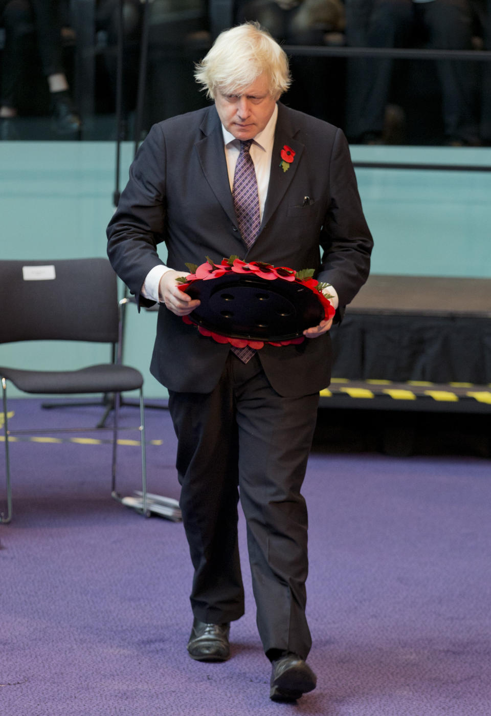 Mayor of London Boris Johnson lays a wreath during the GLA (Greater London Authority) Annual Service of Remembrance at City Hall in London.