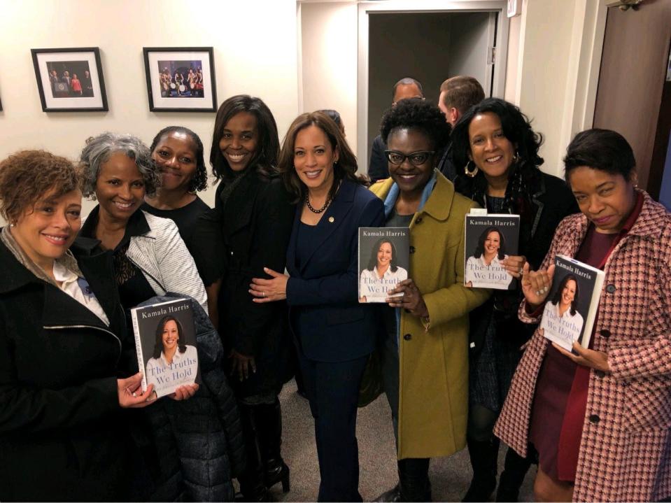 Kamala Harris poses with her line sisters from Howard University.