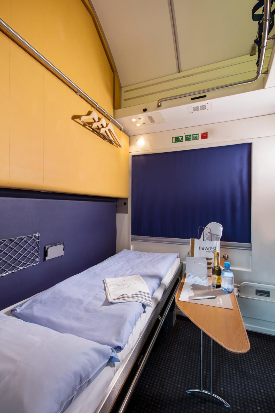 A private cabin on a Nightjet train.