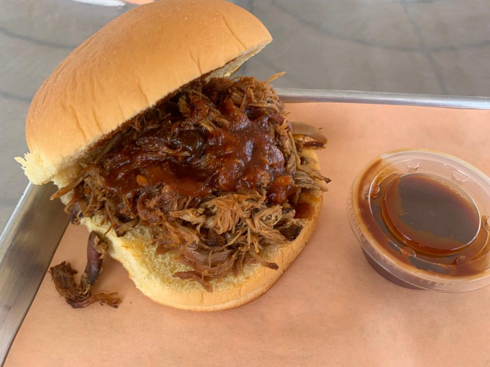 The barbecue pulled pork sandwich from Joe Bosco Authentic Smokehouse BBQ in Delaware Water Gap.