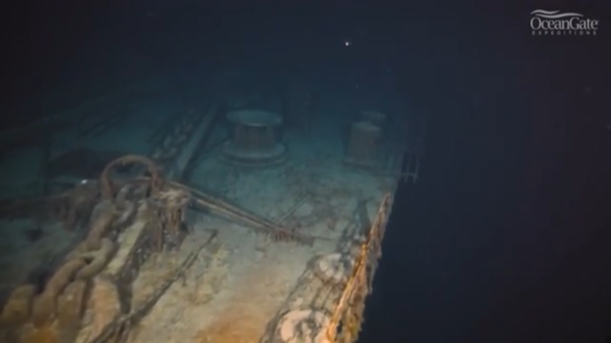 The footage was captured by a team from OceanGate Expeditions, which made several missions to the Titanic this summer (YouTube/OceanGate Expeditions)