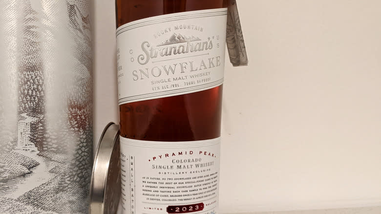 Stranahan's Snowflake Pyramid label closeup