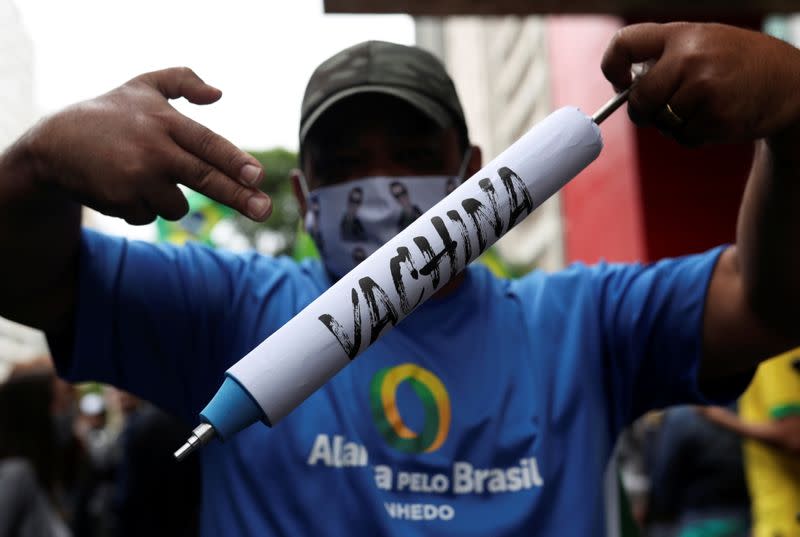 Protest against state governor Doria and China's Sinovac vaccine in Sao Paulo