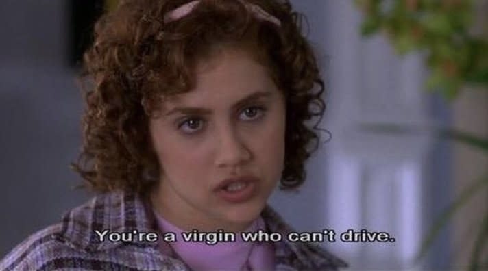 Brittany Murphy saying, "You're a virgin who can't drive"