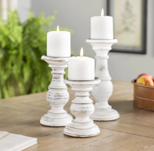 Laurel Foundry Modern Farmhouse® 3 Piece Wood Tabletop Candlestick Set