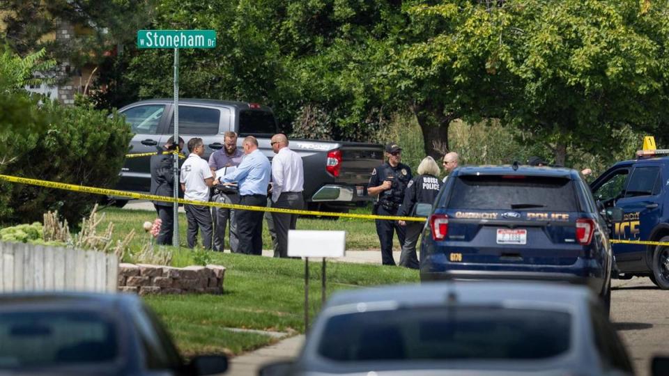 An investigation into a Garden City police shooting Wednesday morning continues hours later, Aug. 9, 2023, in a neighborhood south of State Street. The Gem County prosecutor has cleared all officers who shot at the suspects of wrongdoing.