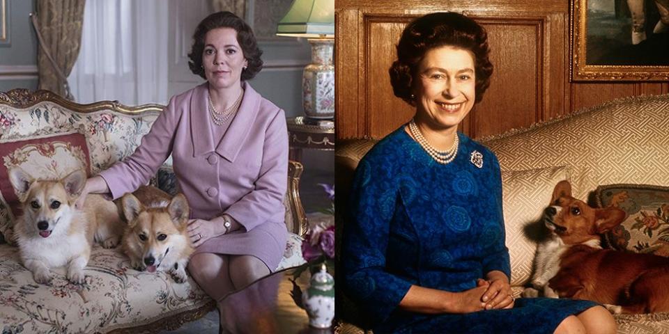 Olivia Colman and Queen Elizabeth II