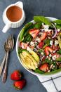 <p>If a salad recipe is what you're after, there's no contesting the fact that spinach leaves topped with berries and a poppyseed dressing screams summer. </p><p><a href="https://www.twopeasandtheirpod.com/strawberry-spinach-salad-with-strawberry-dressing/" rel="nofollow noopener" target="_blank" data-ylk="slk:Get the recipe." class="link ">Get the recipe. </a></p>