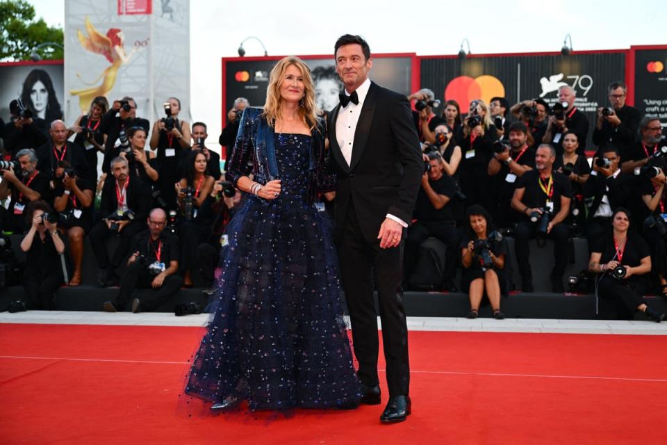 Laura Dern and Hugh Jackman at the Venice Film Festival (AFP via Getty Images)