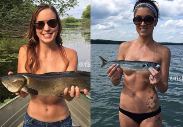 Instagram-Trend #fishbra: Halb nackte Frauen posieren mit geangelten Fischen