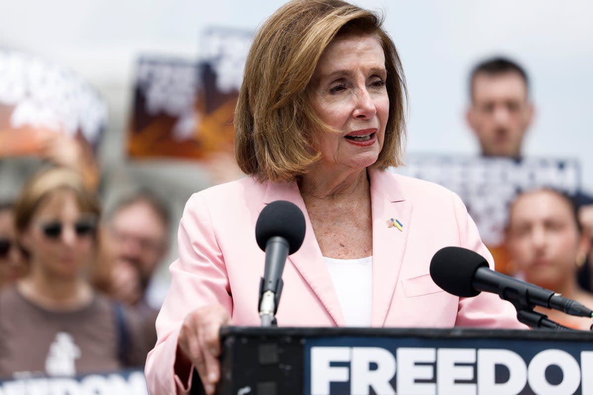 Former House speaker Nancy Pelosi is under fire after she suggested some pro-Palestinian protesters are ‘connected to Russia’ (Getty Images)