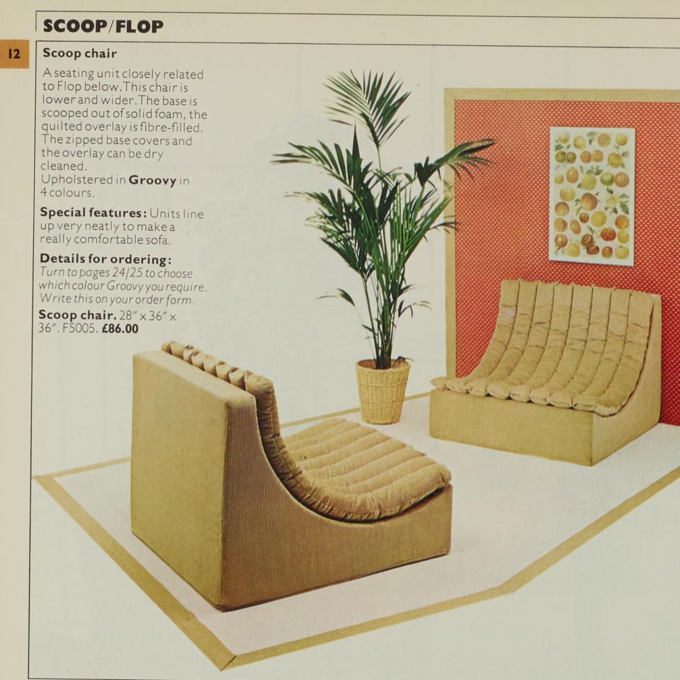 Habitat Scoop chair in a Habitat catalogue from 1977