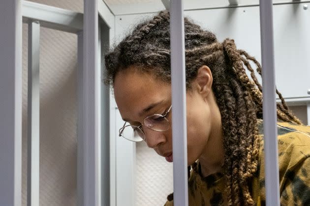 Brittney Griner in Russian court in Moscow on July 15. (Photo: The Washington Post via Getty Images)