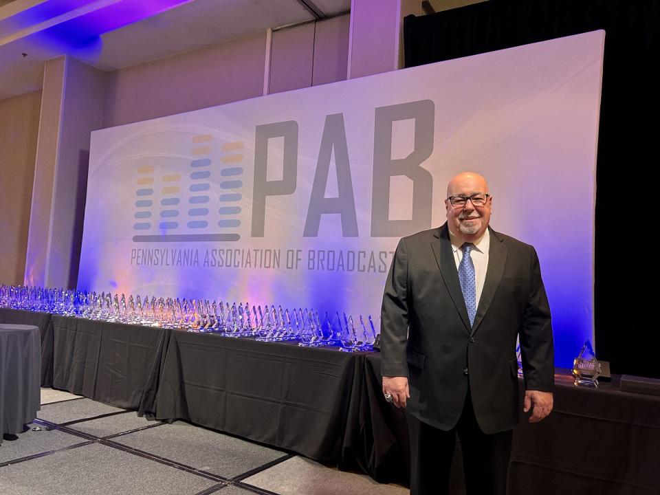 Robert Morris Play-By-Play Broadcaster Chris Shovlin at the Pa. Association of Broadcasters Hall of Fame Luncheon in Harrisburg, PA on April 26, 2024.