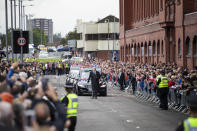 The procession of the former Rangers player passes Ibrox. (Photo by Jane Barlow/PA Images via Getty Images)