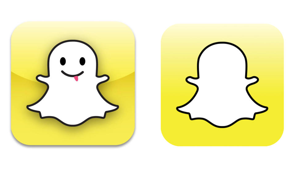 Bei Snapchat dreht sich seit 2011 im Logo alles um das niedliche Gespenst. Inzwischen hat das Logo aber sein Gesicht verloren. Der Hintergrund ist dagegen deutlich intensiver geworden.