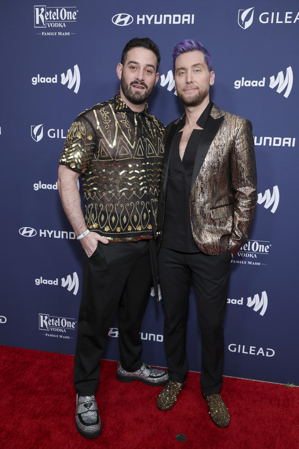 <p>BEVERLY HILLS, CALIFORNIA – MARCH 30: (L-R) Michael Turchin and Lance Bass attend the GLAAD Media Awards at The Beverly Hilton on March 30, 2023 in Beverly Hills, California. (Photo by Randy Shropshire/Getty Images for GLAAD)</p>
