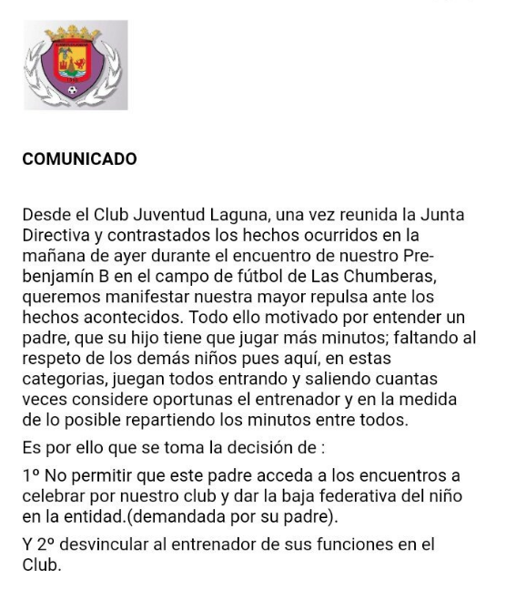 El comunicado completo de CF Juventud Laguna