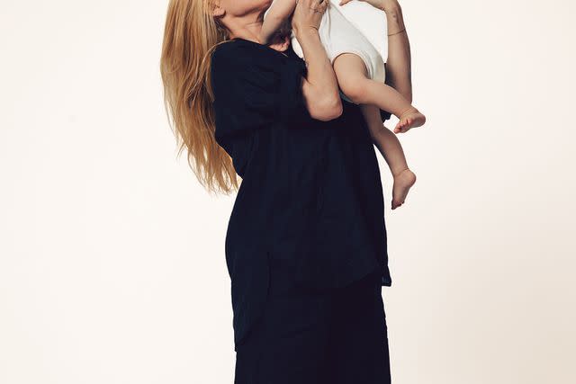 <p>Jess Hines</p> Rumer Willis holding daughter Louetta in Cleobella's "Do It Like a Mother" campaign