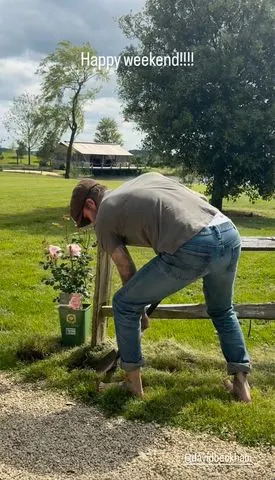 <p>Victoria Beckham/Instagram</p> David Beckham using a shovel