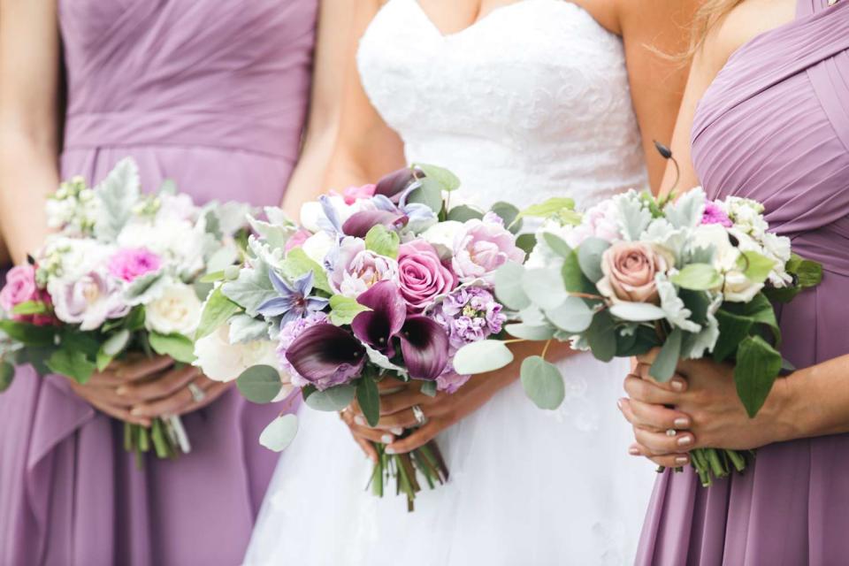 <p>Getty</p> Stock image of bridesmaids and bride