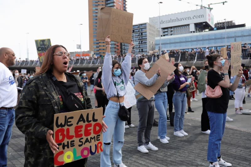 Protest against the death of George Floyd, in Rotterdam