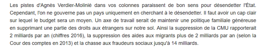 Courrier extrait de Valeurs actuelles (17 janvier 2019). Europresse, Fourni par l'auteur