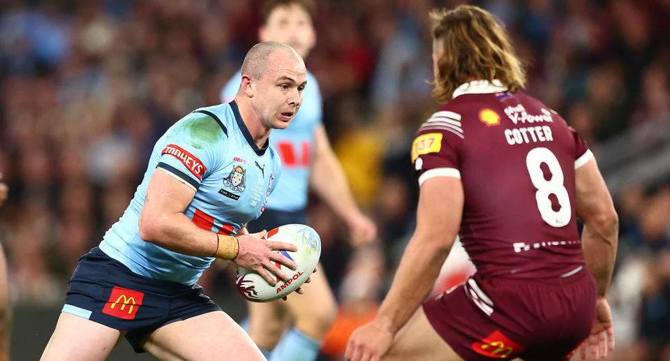 Seen here, Dylan Edwards starring for the NSW Blues against the Maroons in Game 3 of the State of Origin series.